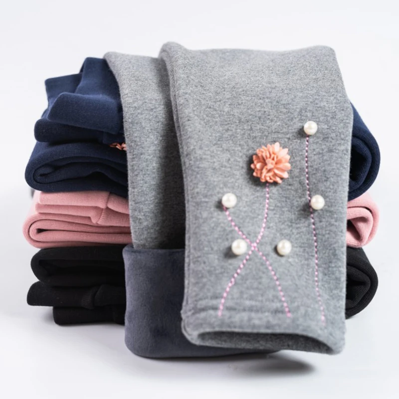 

2021 New 4-13 Year Old Winter Kids Leggings Thicken Keep Warm Children Pants Simple Girl's And Boy's Clothing