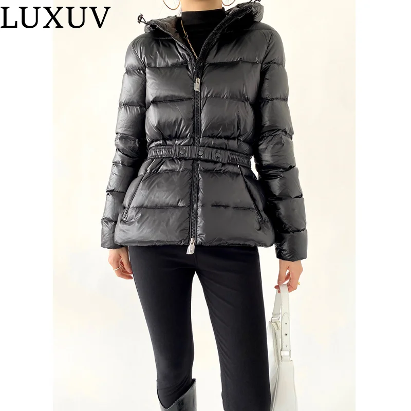 LUXUV Winter Duck Down Warm Jacket Women Ultra Light Down Coat Casual Loose Stand-Up Collar Clothes Waterproof Windproof War