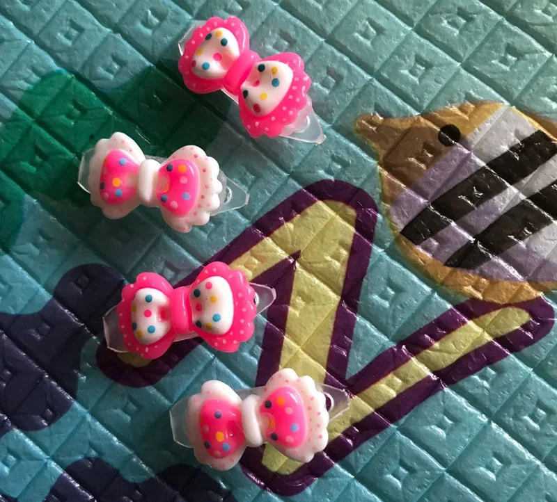 

Cute Bow hairpin puppy hair clip dog hair accessories Fashion pet hairpin mix colors 4pcs