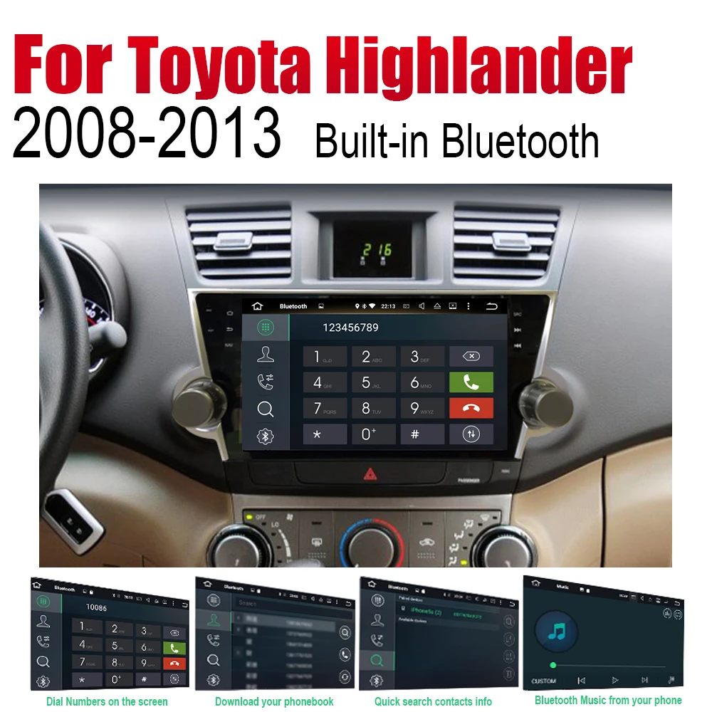 Автомобильный плеер ZaiXi с GPS-навигацией для Toyota Highlander 2008 ~ 2013 Автомобильная