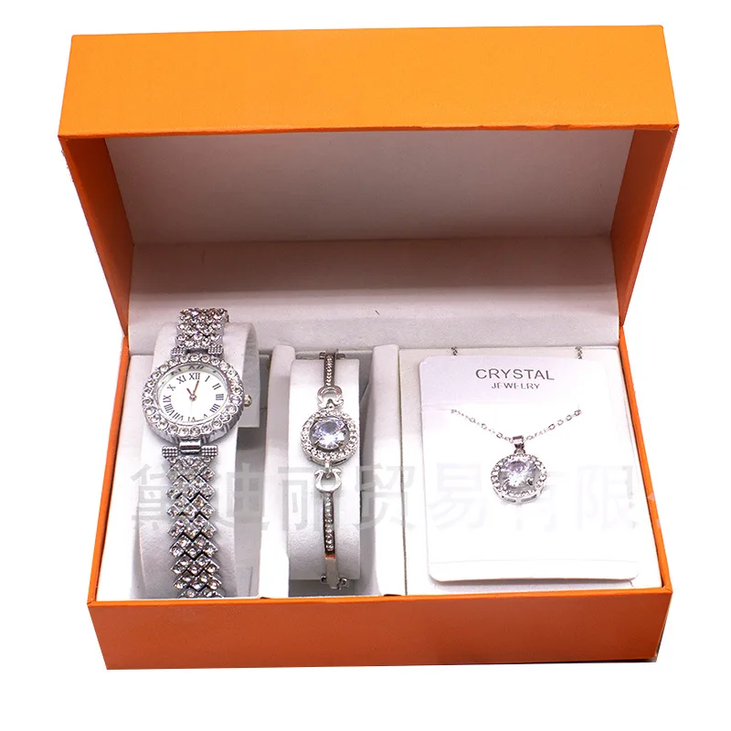 

Ladies Watch Three Piece Set Fashion Quartz Watch Bracelet Necklace
