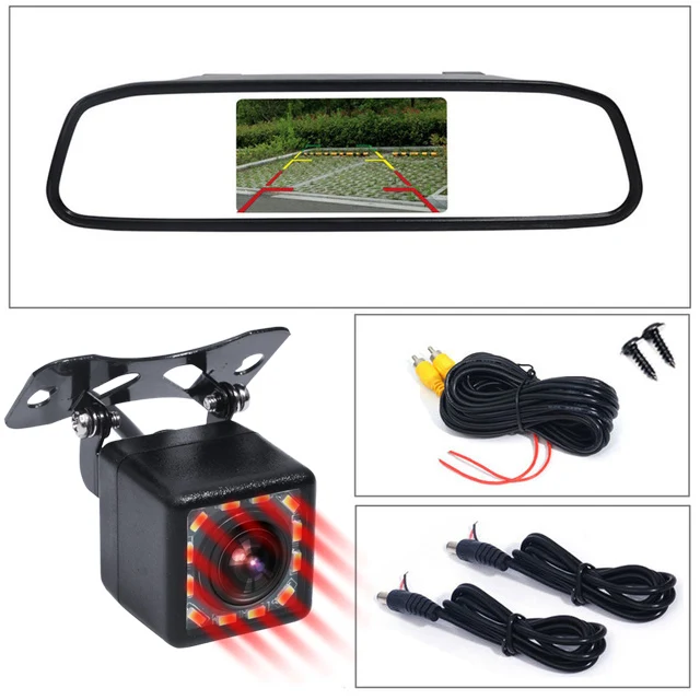Monitor 12 infrared GSPSCN, 4,3 дюймов, автомобильное HD зеркало заднего вида, монитор, CCD видео, автомобильная парковочная система, светодиодный, инфракрасное видение, камера заднего вида - Цвет: Monitor 12 infrared
