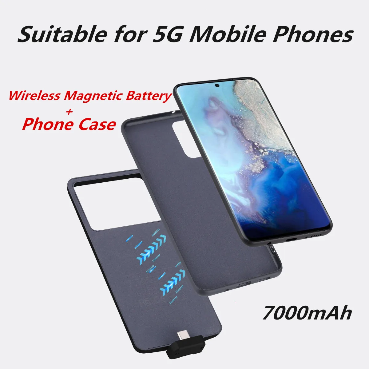 KQJYS 7000 мАч Магнитный чехол с отделением для зарядного устройства Samsung Galaxy S20 плюс 5G