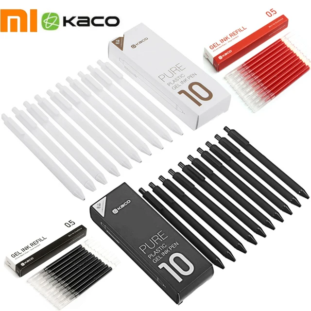 10 шт./компл. Xiaomi Mi KACO ручка 0,5 мм ABS Пластик гладкая чернильная ручка для студента работника Применение для дома/школы/KACO пополнения чернил