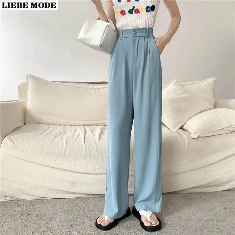 Брюки женские из вискозы с широкими штанинами офисные свободные Костюмные штаны
