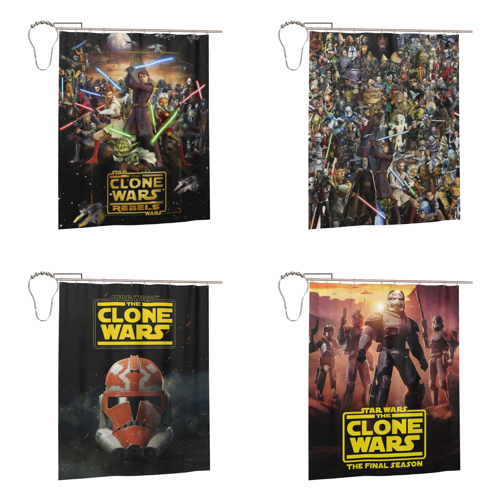 

The Clone Wars Shower Curtain for Bathroom Bathtub Fabric Curtains Decoration Waterproof Durable with Hooks