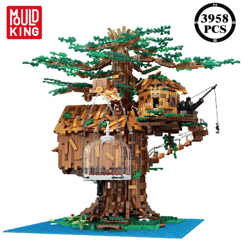 

3958pcs mould king technic tree house construction blocks model Ideas Cherry blossoms maple leaves With light toy Child Gift