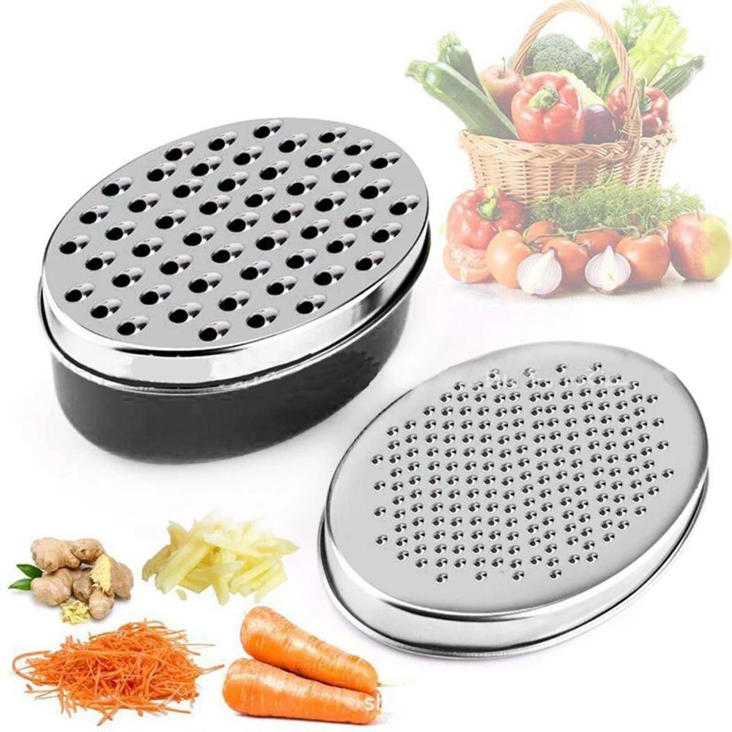 

justdolife Cheese Grater Set Oval Vegetable Chopper Lemon Zester with Storage Container Cheese Drain Grater Chopper