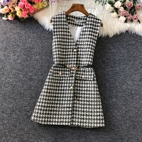 waistcoat womens autumn and winter 2022 new slim long temperament ladies v neck ladies plaid jacket suit casual high quality
