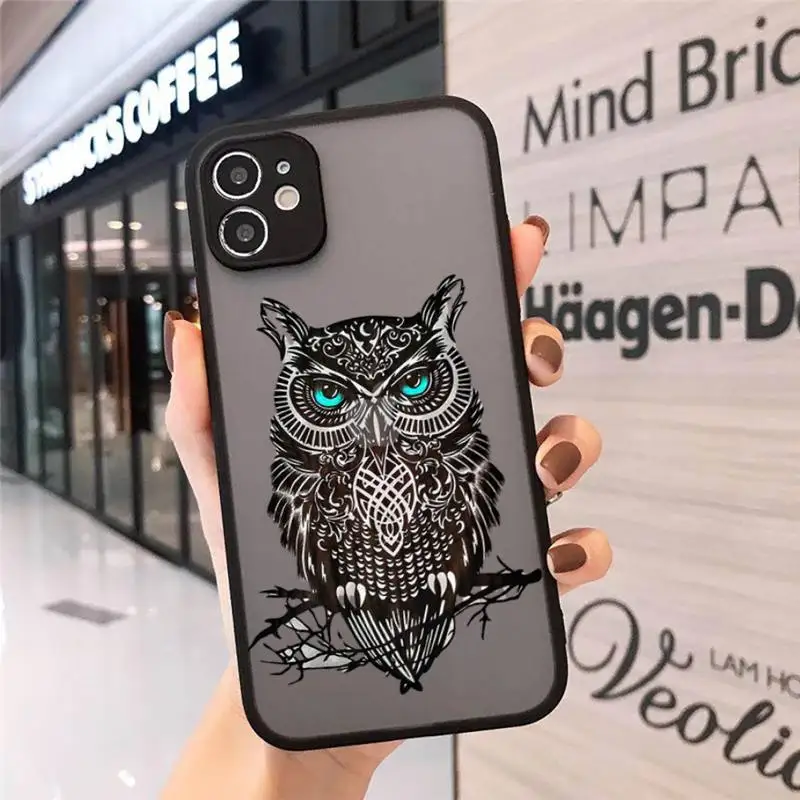 

Phone Case For iphone 12 11 8 7 plus mini x xs xr pro max Animal Owl art cool cute matte transparent cover