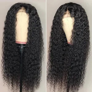 Long Curly Synthetic Wigs for Women Half Hand Tied Curly Wigs With Baby Hair Water Wave Synthetic Lace Front Wigs
