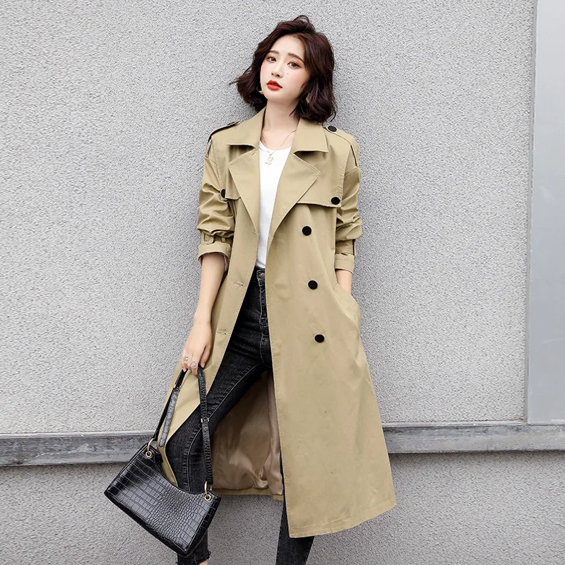 Windbreaker Women's Middle Long  2021 Early Spring New Korean Loose British Style Coat Spring And Autumn Temperament Female Coat