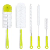 5 pcs long handle cleaning brush sets for narrow mouth baby bottle pipe washing sports water bottle glass tube cleaner