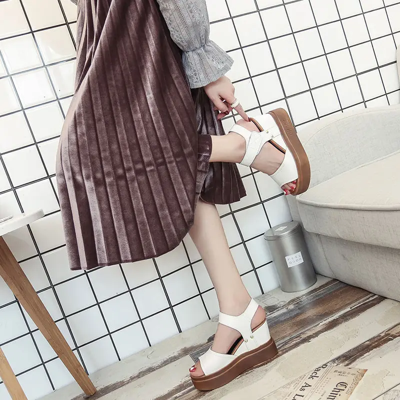 Suede Peep Toe Wedges High heels sandals women 2019 summer shoes woman Fashion Hook loop Platform Gladiator ladies female | Обувь