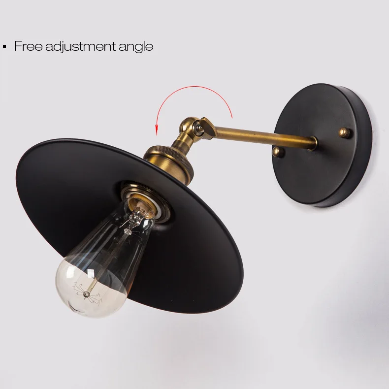 Винтажный настенный светильник в стиле ретро черный зонт железный