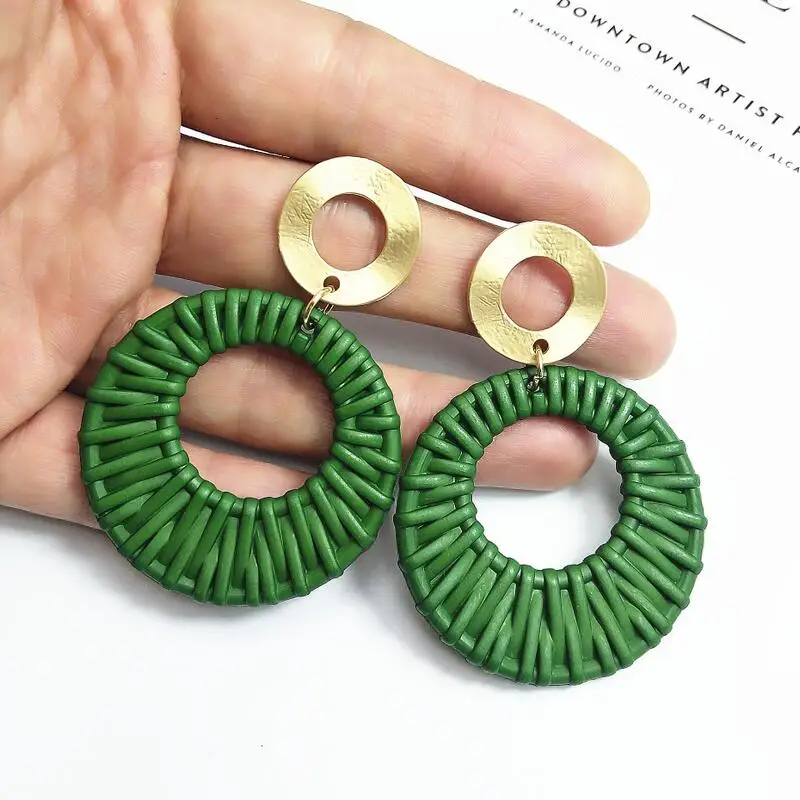 

Beach Big Round Drop Earrings Fashion Jewelry Joker Flower Pattern Resin Earrings Bohemian Statement Dangle Earrings For Women