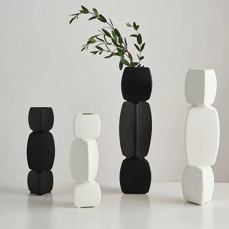 

European-Style Creative Abstract Vase Modern Art Ceramic Floral Decoration Living Room TV Cabinet Decorative Ornaments