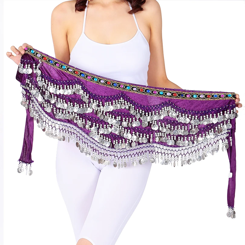 Женский набедренный платок для танца живота Серебряный бархатный топ с бусинами
