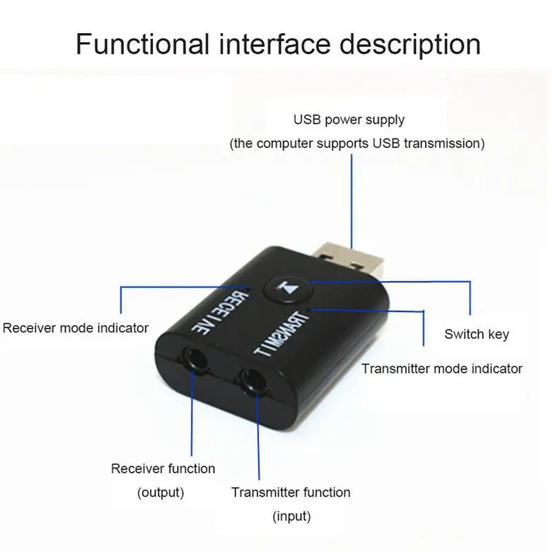 Мини беспроводной bluetooth ресивер 5 0 аудио передатчик стерео ключ AUX USB 3 мм для