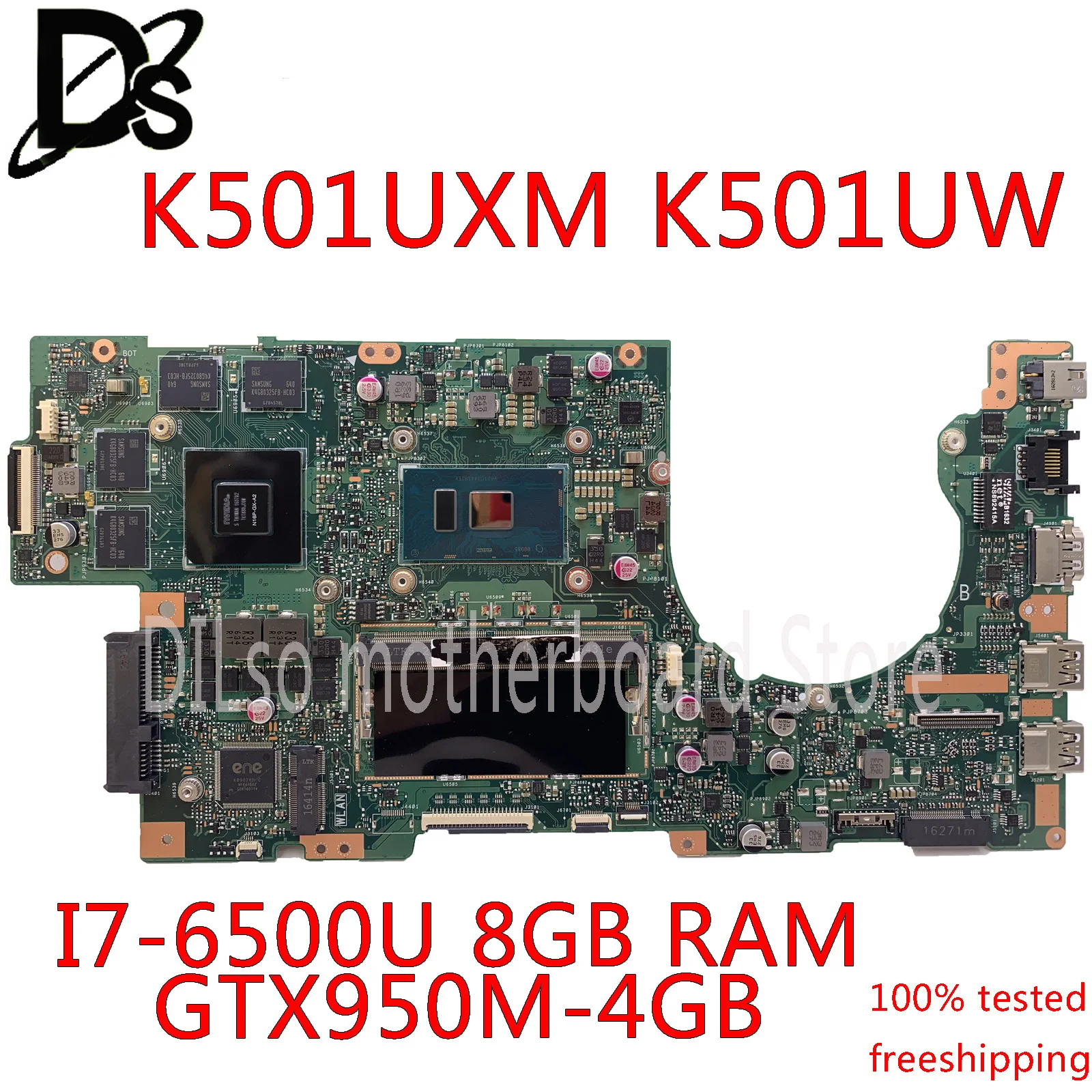 KEFU K501UW для ASUS K501UXM K501UQ материнская плата ноутбука DDR4 8 Гб RAM i7 6500U с GTX950M 4GB