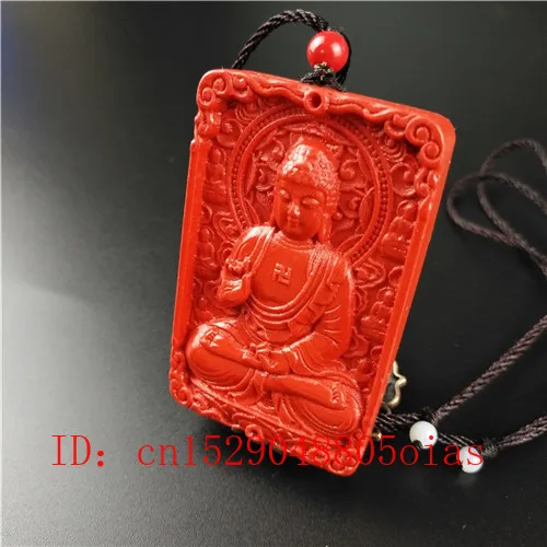 Китайская натуральная красная Органическая Киноварь кулон Будды ожерелье