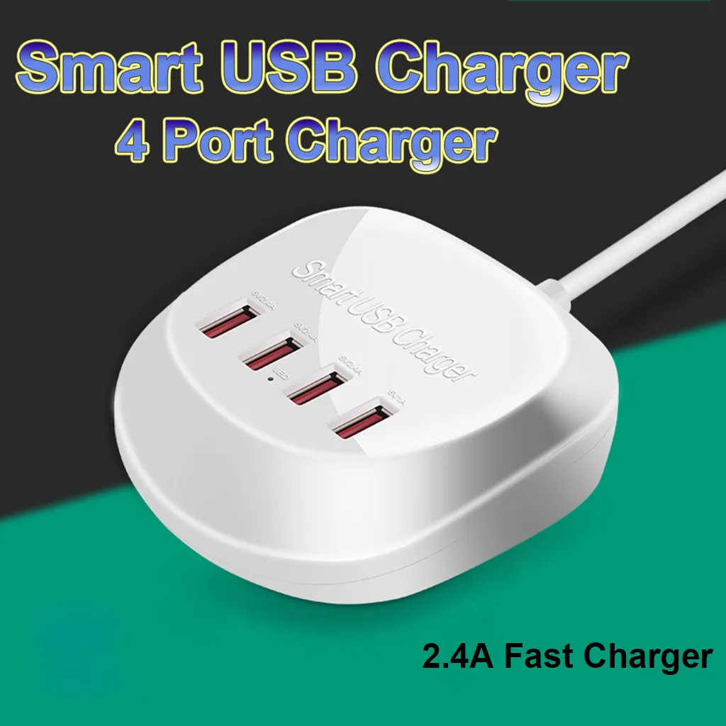 4 Порты и разъёмы 2.4A зарядное устройство с быстрой зарядкой, USB Зарядное устройство магазином розничной торговли при электрическая розетка с USB док-станция для iPhone X/8/8 Plus ЕС штепсельная вилка американского стандарта Великобритании штепсельная вилка австралийского стандарта