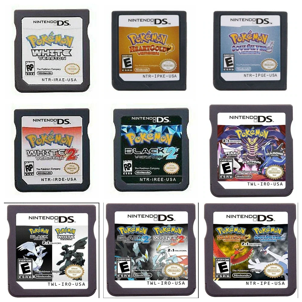 

Poke Series Diamond HeartGold Black2 White 2 SoulSilver Game Cartridge Console Card for Nintendo DS 3DS 2DS NDS English Version