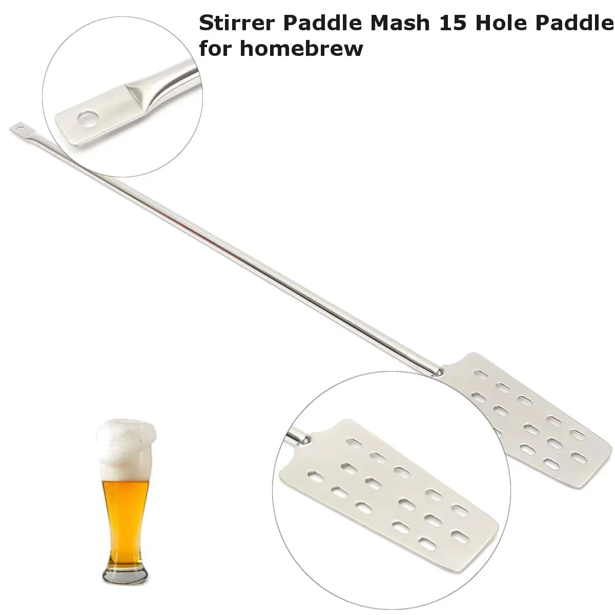 Мешалка для комбайна 60 см Mash Tun Mixing Stirrer Paddle 304 SS Homebrew Beer с 15 отверстиями для домашней кухни, бара и виноделия.