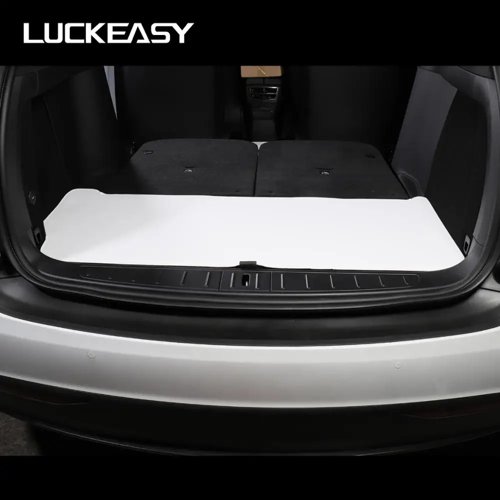 LUCKEASY Microfiber leather trunk mat for Tesla Model X(6/7 seat）2017-2022 Cargo Liner Rear Protector Complete Custom Fit（White） |