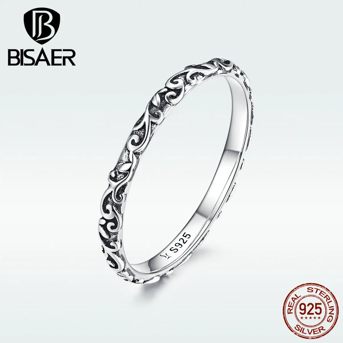 BISAER, 925 пробы, серебряные, винтажные кольца для женщин, Ретро стиль, цветок, кольцо на палец, роскошная Европейская Женская мода, ювелирное изделие, GXR513