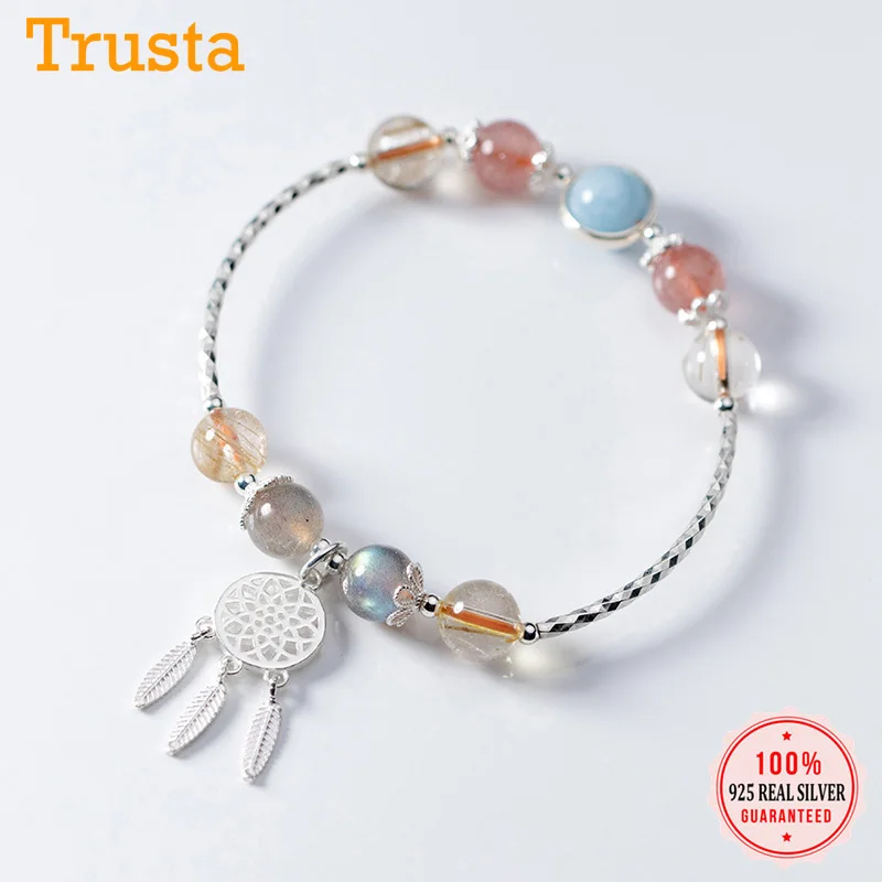 Trusta, новинка,, 925 пробы, серебряный браслет, ювелирное изделие, 9,1 г, материал, цельное серебро, простой открытый Браслет-манжета, подарок для девочек, DS1504