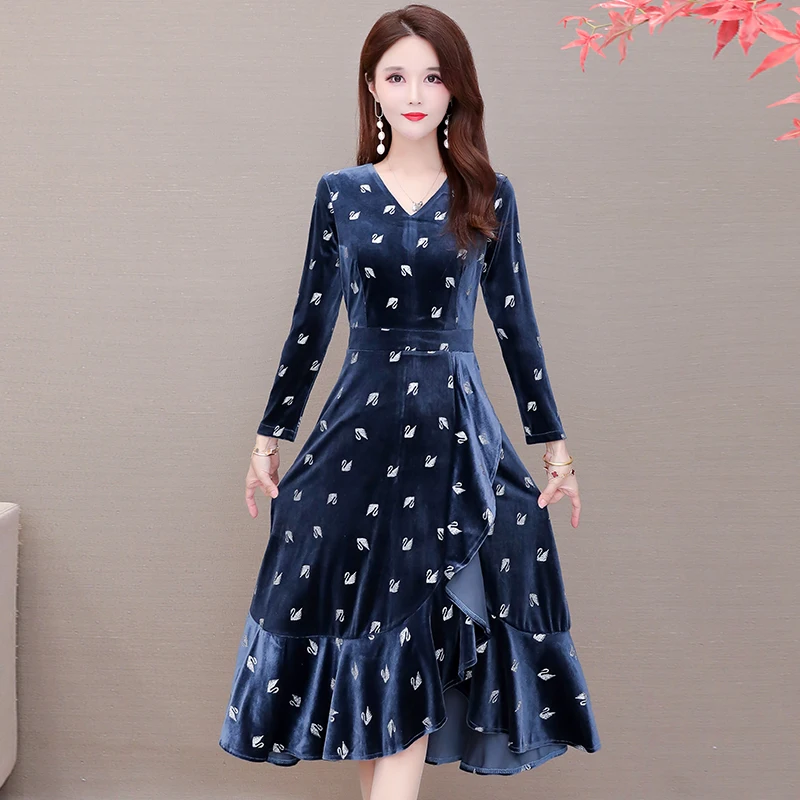 

COIGARSAM Women Long Dress Spring 2021 New Casual Full Sleeve Zipper V-Neck Blue Black Dresses Traf Robe Vestidos