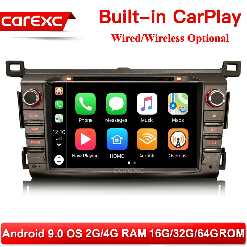 Автомобильный мультимедийный плеер CarExc Android 9 0 с CarPlay для Toyota RAV4 2012 2016 Авторадио GPS