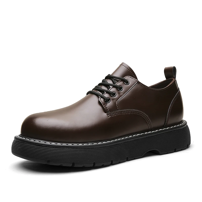 

Men Boots Genuine Leather Men's Shoes High-top Tooling Platform Short Boots British All-match Army Men Shoes Leather For Weding