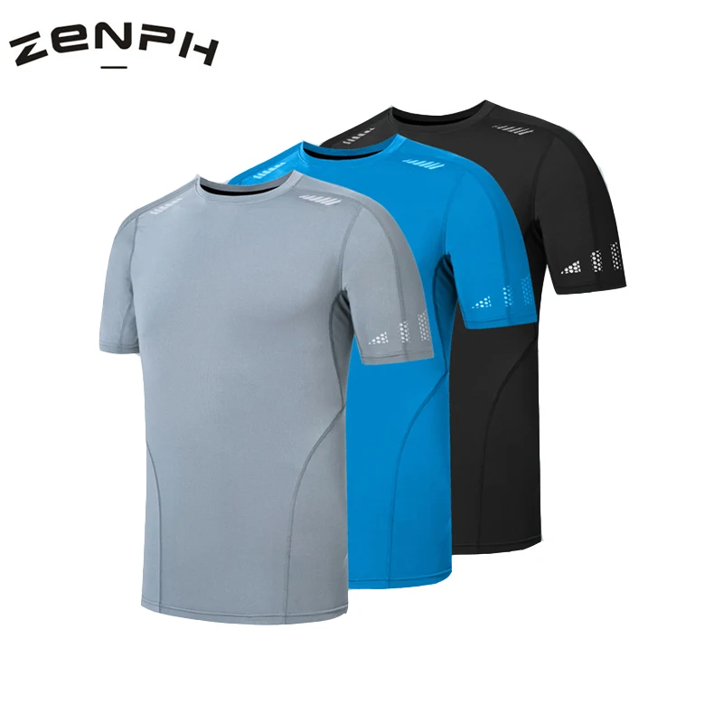 Zenph мужские футболки для спортзала с коротким рукавом и круглым вырезом