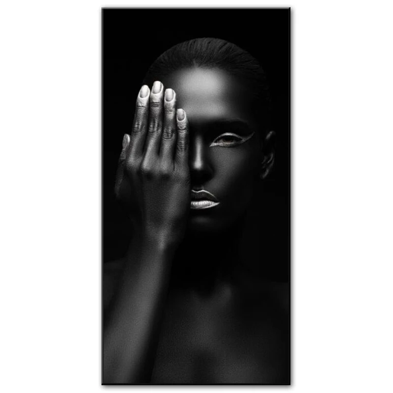 

Black Girl With Silver Lips Canvas Paintings African Girl Wall Art Canvas Posters And Prints Wall Pictures For Living Room Decor
