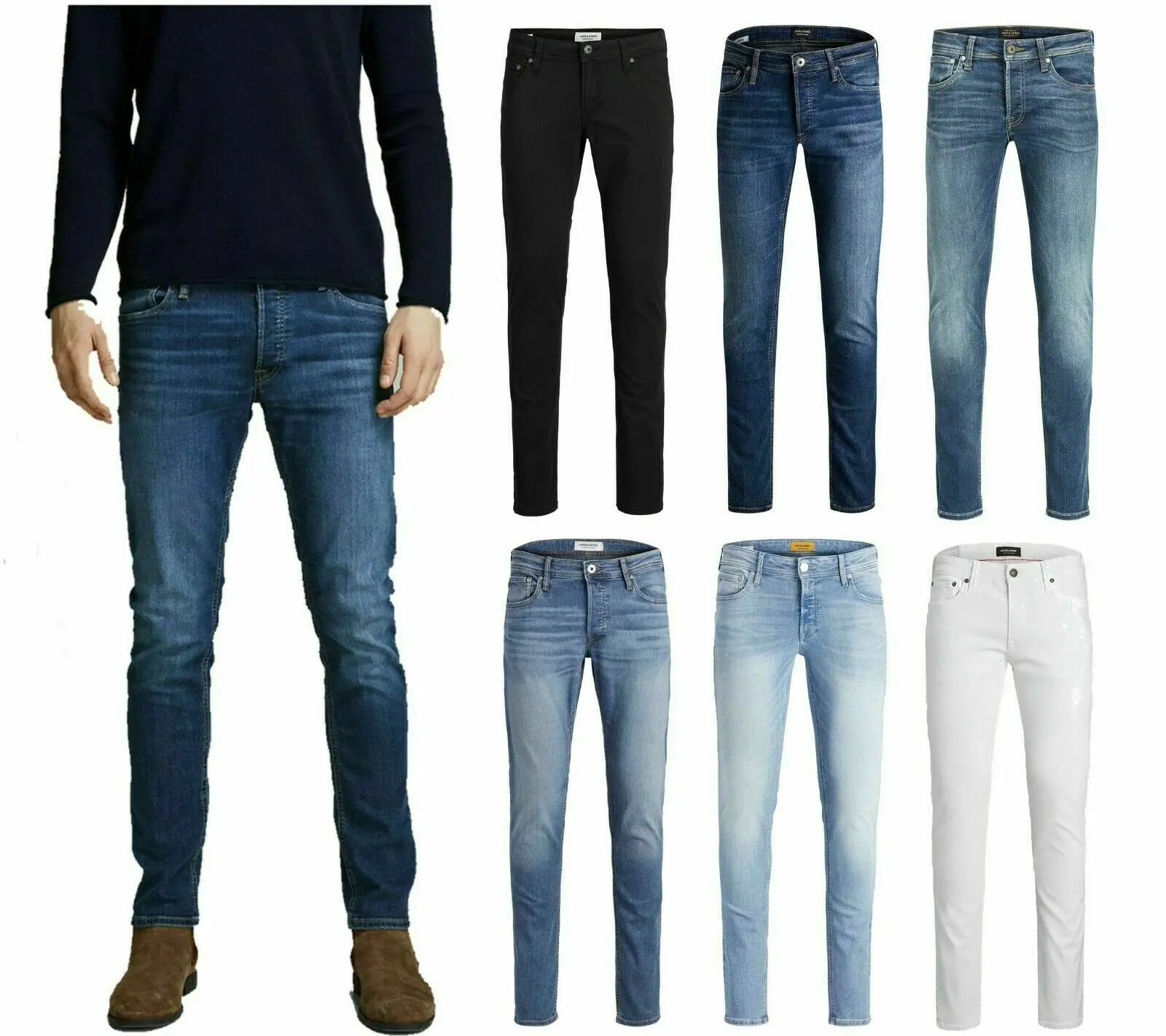 

Мужские облегающие джинсы Jack & Jones, синие повседневные рабочие джинсовые брюки
