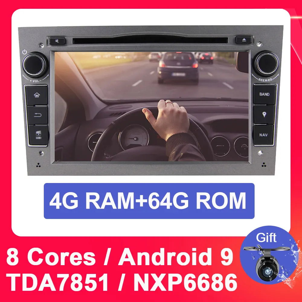 GRAY 4G 64G PX5 Eunavi 2 Din Android 9 автомобильный DVD мультимедиа для opel Vauxhall Astra H G J Vectra Antara Zafira Corsa Vivaro Meriva Veda gps радио - Цвет: GRAY 4G 64G PX5