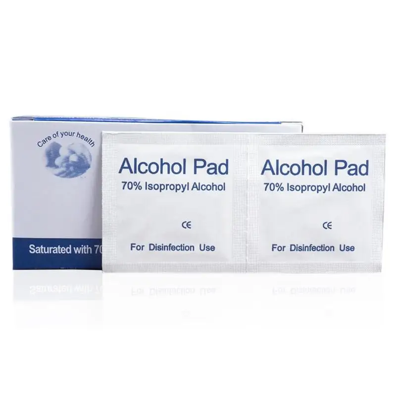100 шт. алкоголь влажные салфетки Одноразовые дезинфекции преп замены Pad