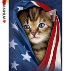 Картина из мультфильмов, Алмазная мозаика 5D, животные, кот, американский флаг, фреска, искусство, квадратная, круглая, фото, вышивка, набор сделай сам, подарок для дома