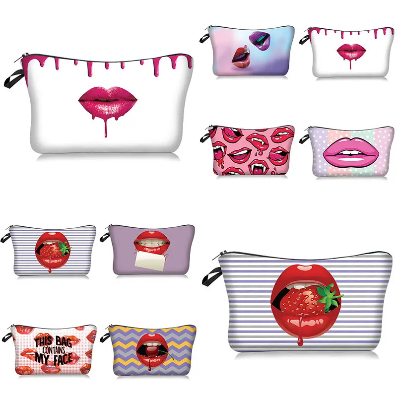 

Toiletry Tool Case Organizer Bag Travel Lips Mouse 3D Pattern Makeup Bag Cosmetic Bag Pouch Cool Inscription Outside Make Up Bag