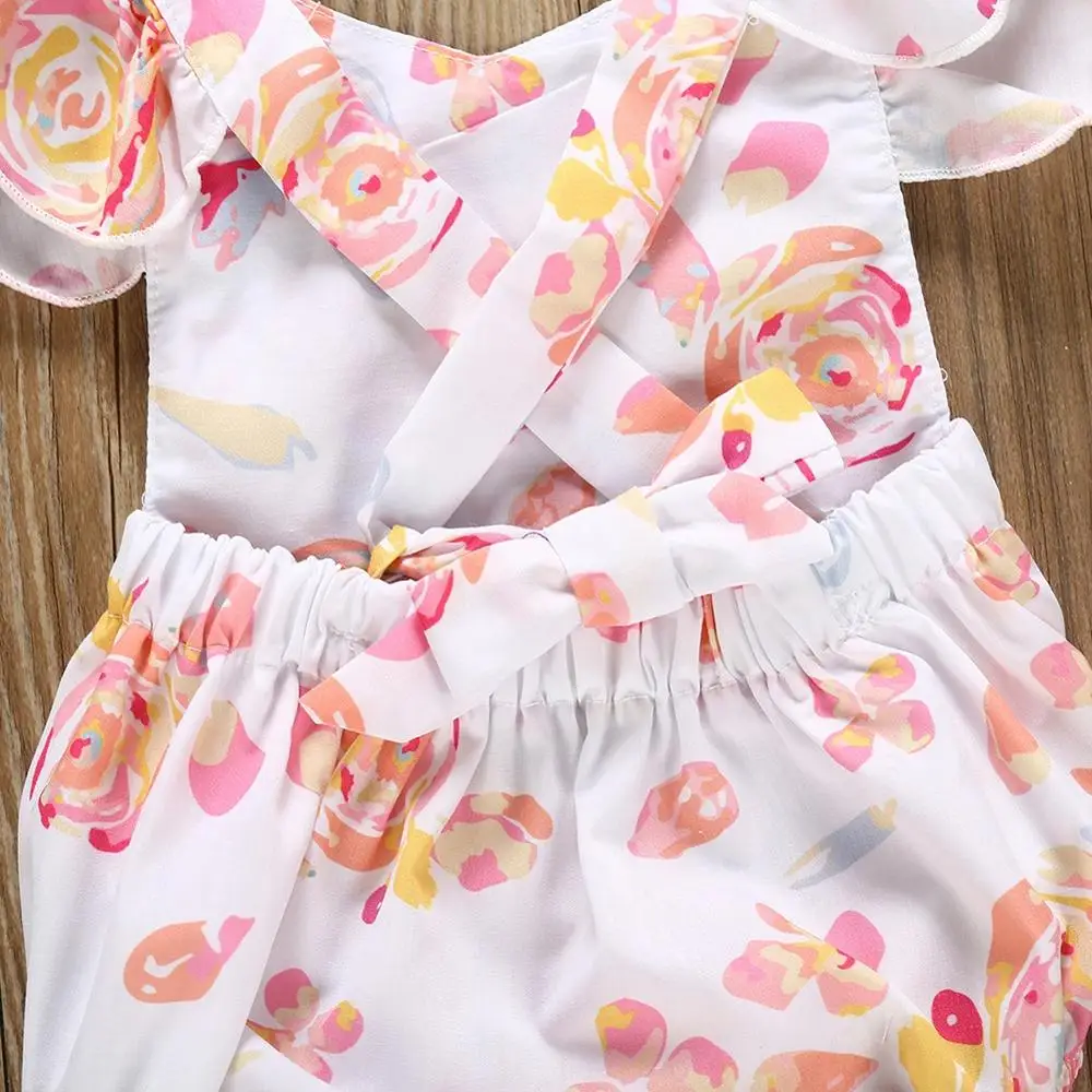 

Baby Newborn Girls Backless Design Flare Sleeve Infant Bodysuit Outfits