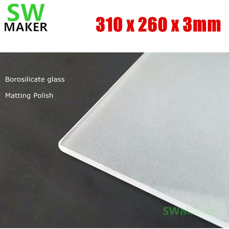 

310x260mm 3d Printer Build Plate Frosted Borosilicate Glass plate -3 thick 3d printer parts