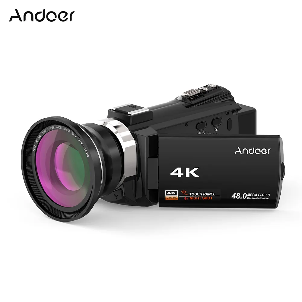 Andoer 4K 1080P 48MP WiFi цифровая видеокамера рекордер с широкоугольным макрообъективом 0.39X Novatek 96660 чип ИК инфракрасный