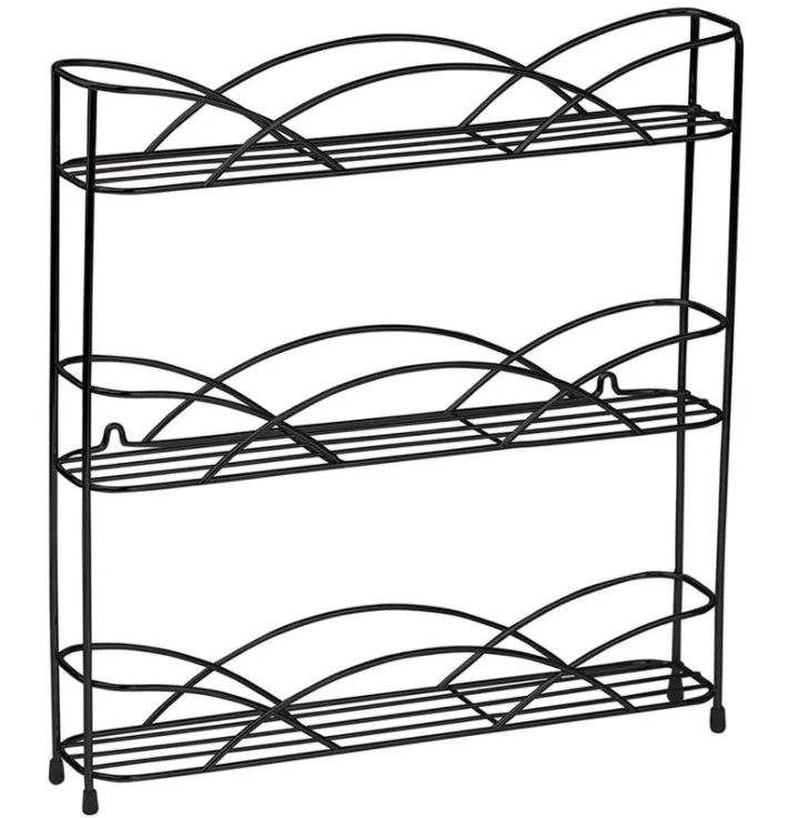 

Spice Rack 3-Tier Non-Skid Kitchen Iron Wire Free Standing Spice Organizer Shelf
