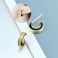 fashion white cz zircon stud earrings for women trendy charm crystal earrings c shaped ear cuffs wedding party jewelry