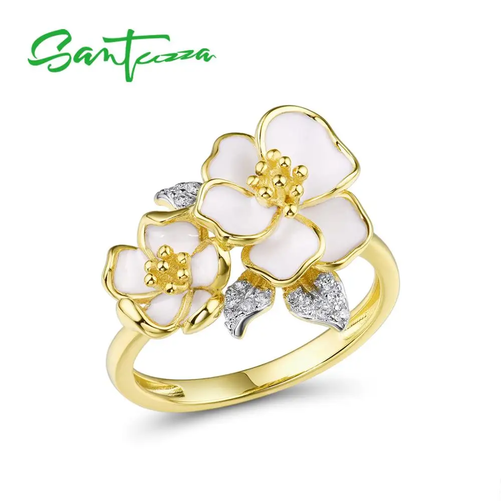 Женское серебряное кольцо SANTUZZA из серебра 925 пробы с нежным цветок белой орхидеи