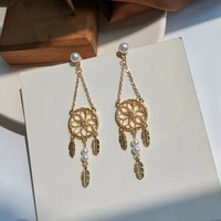 oeing 925 sterling silver personalized hollow earrings long feather tassel earrings jewelry