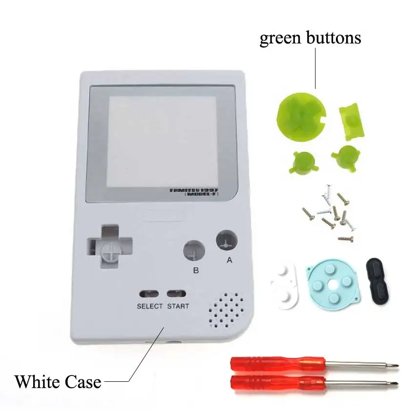 YuXi полный Чехол Корпус Замена для Gameboy Карманная игровая консоль для GBP оболочка с кнопками Набор отверток Инструменты - Цвет: white case green