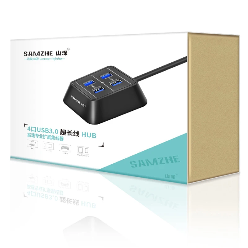 

SAMZHE Super Speed USB 3.0 4-Port Portable HUB Desktop USB Extension for iMac, MacBook, MacBook Air, Mac Mini, or PC